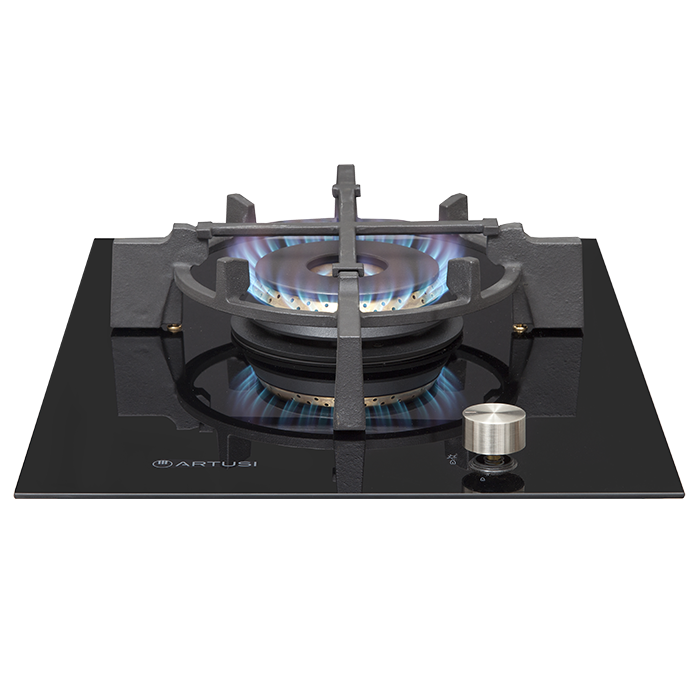 Artusi 38cm Single Wok Gas Burner Cooktop - Black Glass | Built In Gas BBQs NZ | Artusi NZ | Built-in BBQs, Components, Gas BBQ, Outdoor Kitchen | Outdoor Concepts