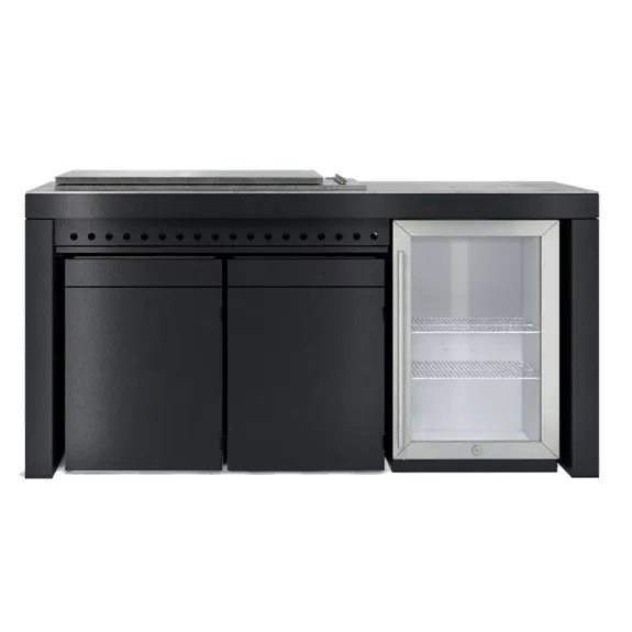 Artusi 1900mm Aperto Ferro Outdoor Kitchen Cabinet - Impera Black Stone | Outdoor Kitchen NZ | Artusi NZ | Built-in BBQs, Gas BBQ, Outdoor Kitchen | Outdoor Concepts