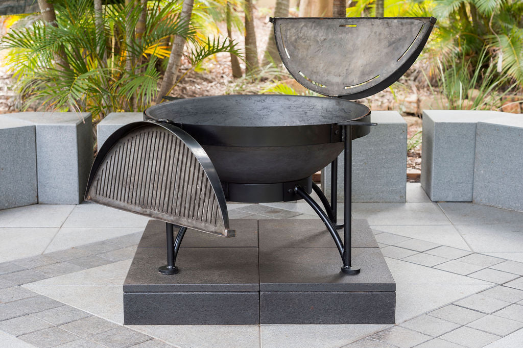 850mm Diameter Cast iron bbq bowl with cast iron cooking grill