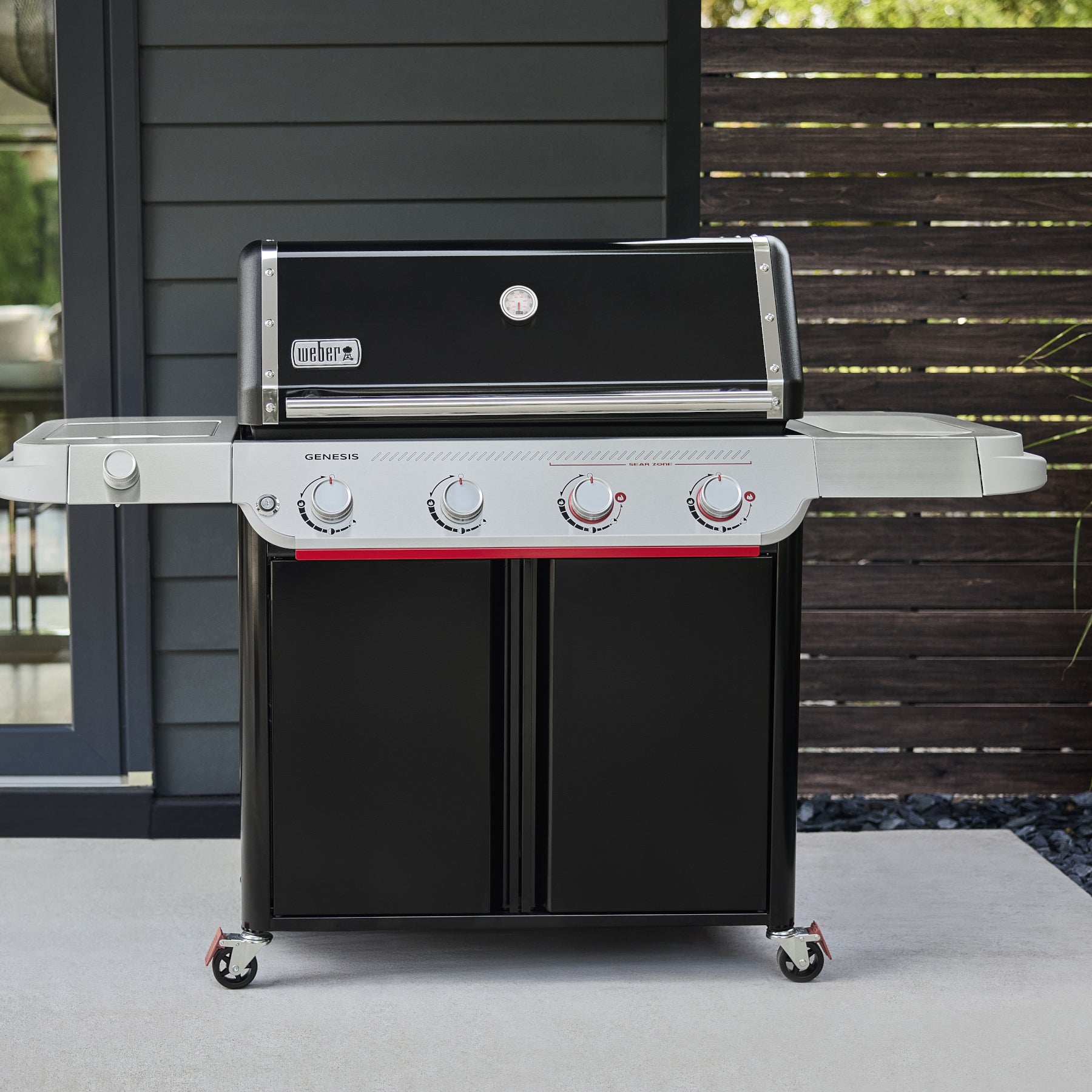 Weber® Genesis® E-435 4-Burner Gas Barbecue (Natural Gas) | Gas BBQs NZ | Weber NZ | 4-burner BBQ,Gas BBQ,natural gas barbecue,outdoor grill,Sear Zone,Weber Crafted griddle,Weber Genesis E-435 | Outdoor Concepts