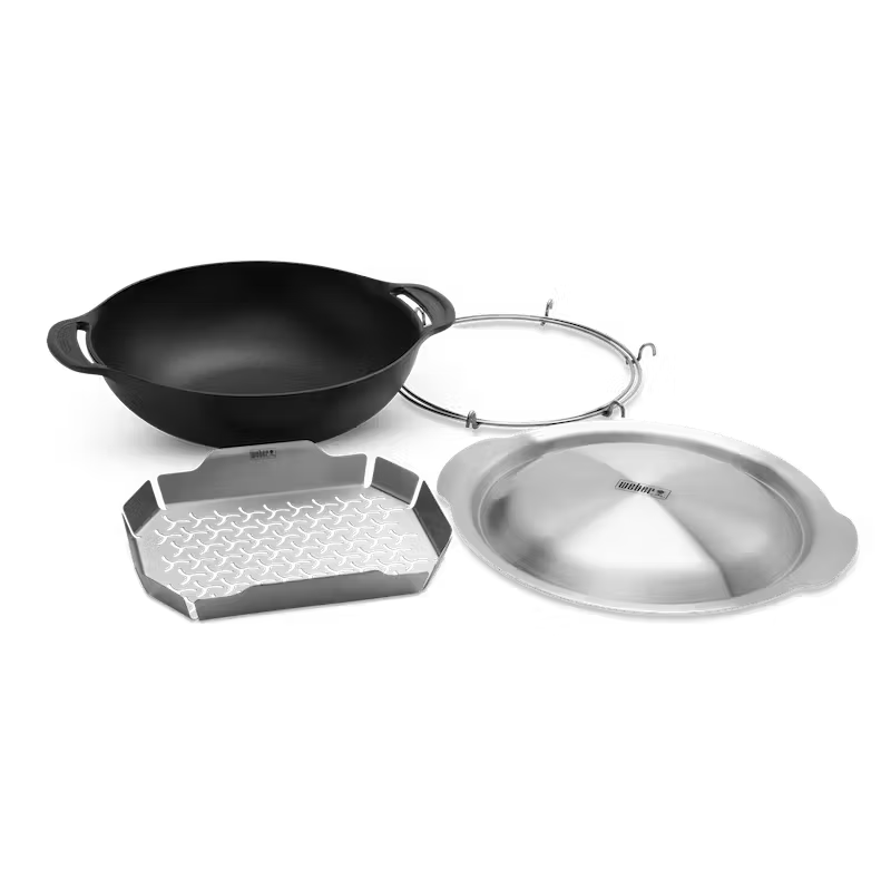 Weber Crafted Wok & Steamer | BBQ Skillets & Frying Pans NZ | Weber NZ | Accessories,BBQ Accessories,cooking surface | Outdoor Concepts