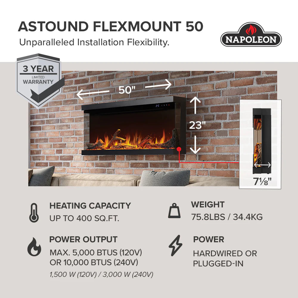 Napoleon Astound FlexMount Electric Fireplace | Indoor Fires NZ | Napoleon NZ | | Outdoor Concepts