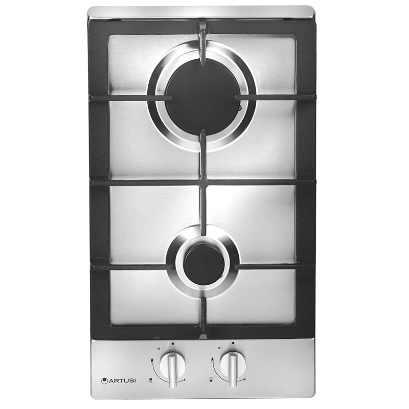 Artusi 30cm Domino Dual Gas Cooktop - With Cast Iron Trivet in Stainless Steel | Built In Gas BBQs NZ | Artusi NZ | Built-in BBQs,Components,Gas BBQ,Outdoor Kitchen | Outdoor Concepts