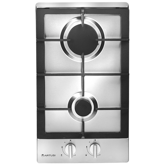Artusi 30cm Domino Dual Gas Cooktop - With Cast Iron Trivet in Stainless Steel | Built In Gas BBQs NZ | Artusi NZ | Built-in BBQs,Components,Gas BBQ,Outdoor Kitchen | Outdoor Concepts