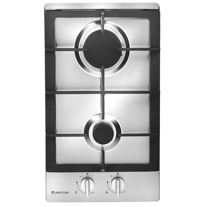 Artusi 30cm Domino Dual Gas Cooktop - With Cast Iron Trivet in Stainless Steel | Built In Gas BBQs NZ | Artusi NZ | Built-in BBQs, Components, Gas BBQ, Outdoor Kitchen | Outdoor Concepts