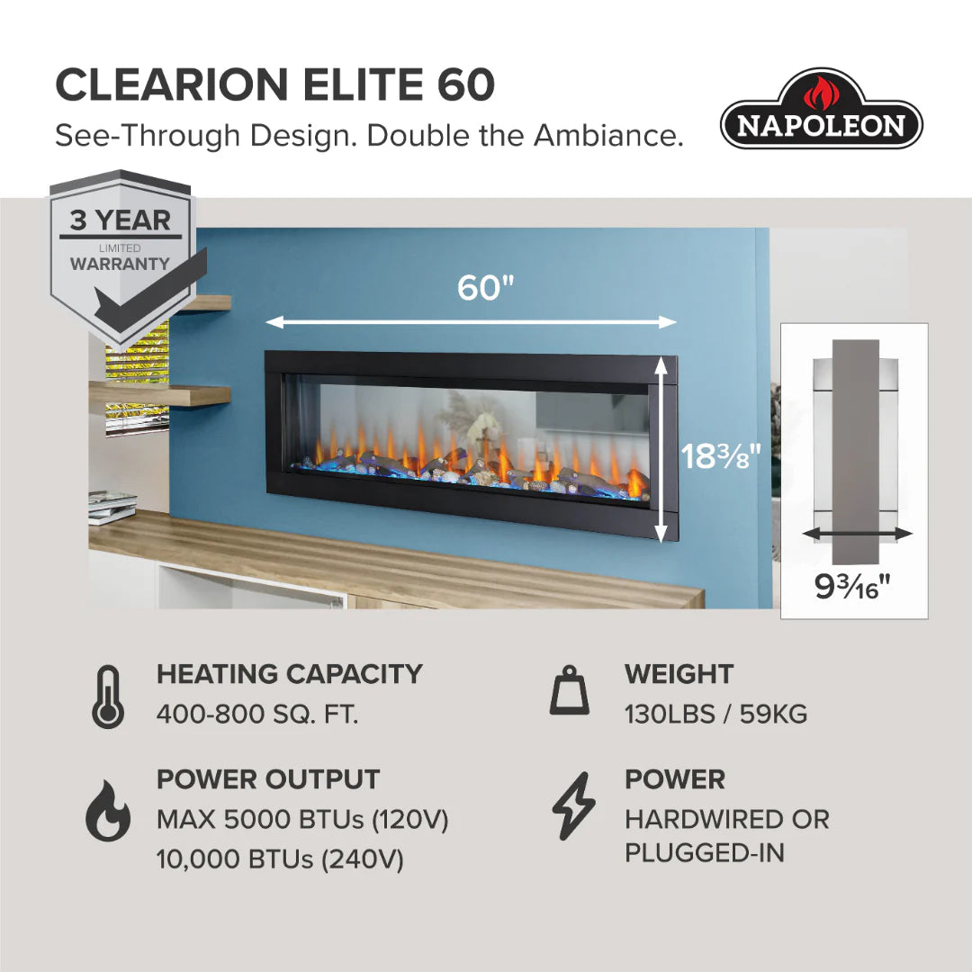 Napoleon CLEARion Elite See through Build-in Electric Fireplace