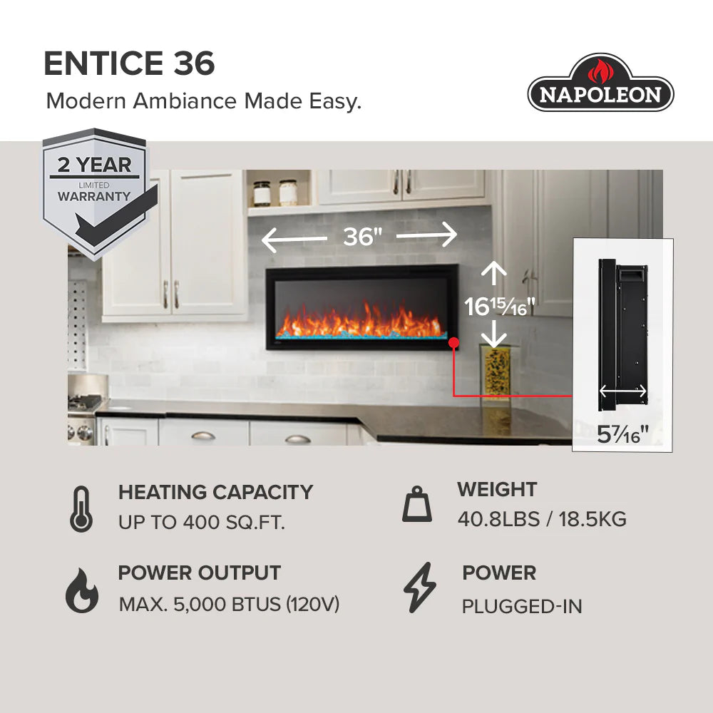 Napoleon Entice Wall-Hanging Electric Fireplace | Indoor Fires NZ | Napoleon NZ | | Outdoor Concepts