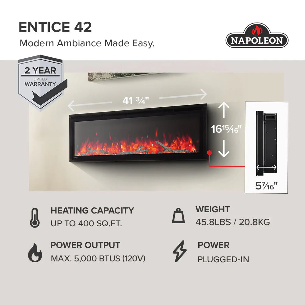 Napoleon Entice Wall-Hanging Electric Fireplace | Indoor Fires NZ | Napoleon NZ | | Outdoor Concepts