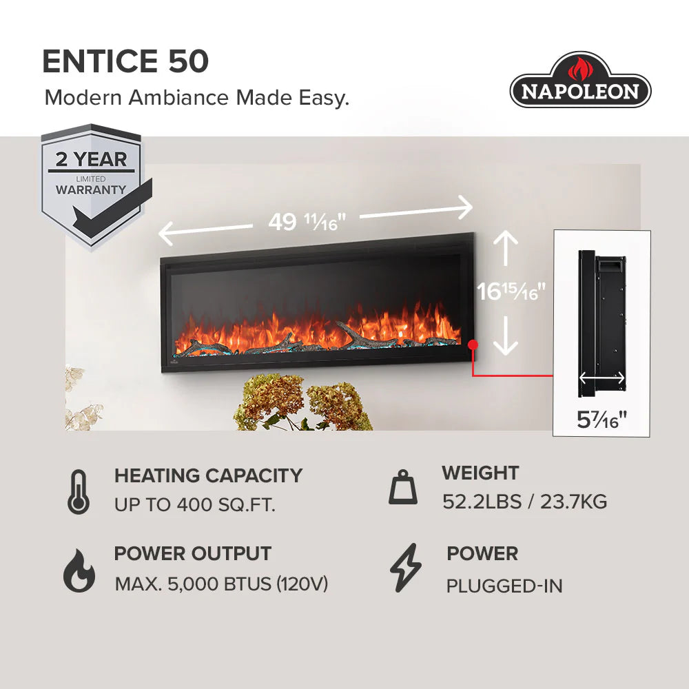 Napoleon Entice Wall-Hanging Electric Fireplace | Indoor Fires NZ | Napoleon NZ | | Outdoor Concepts