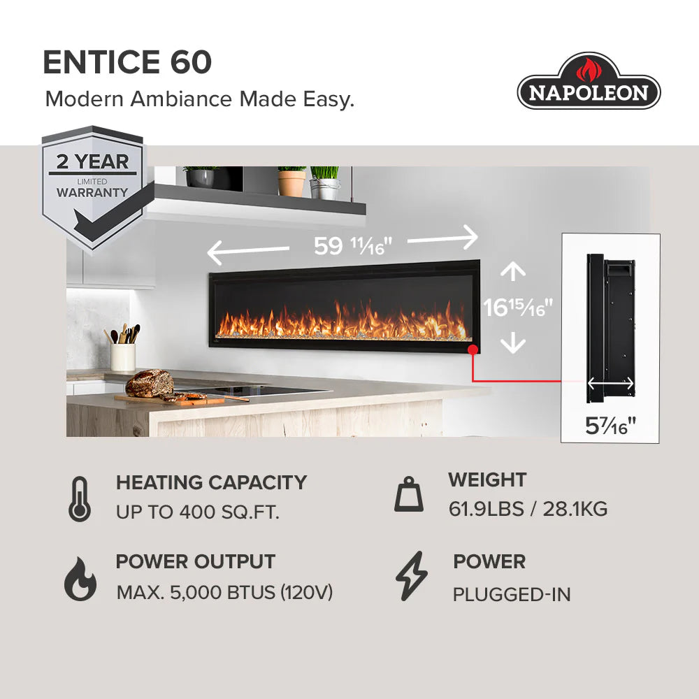 Napoleon Entice Wall-Hanging Electric Fireplace | Indoor Fires NZ | Napoleon NZ | | Outdoor Concepts