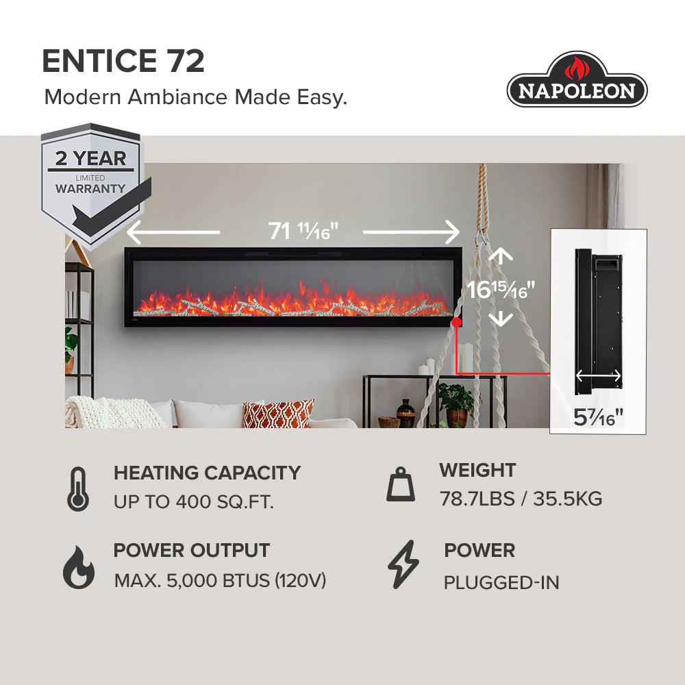 Napoleon Entice Wall-Hanging Electric Fireplace | Indoor Fires NZ | Napoleon NZ | | Outdoor Concepts