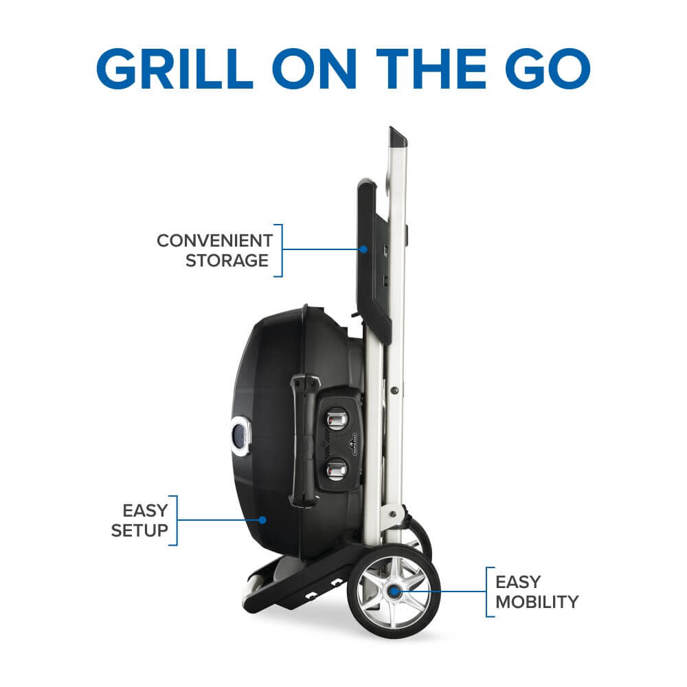 Napoleon TravelQ PRO285 Portable Propane Gas Grill Black | NZ | Napoleon NZ | camping grill,Created by Product Upload,Napoleon TravelQ,portable gas grill,PRO285,propane barbecue,scissor cart grill,stainless steel burner,tailgating grill | Outdoor Concepts