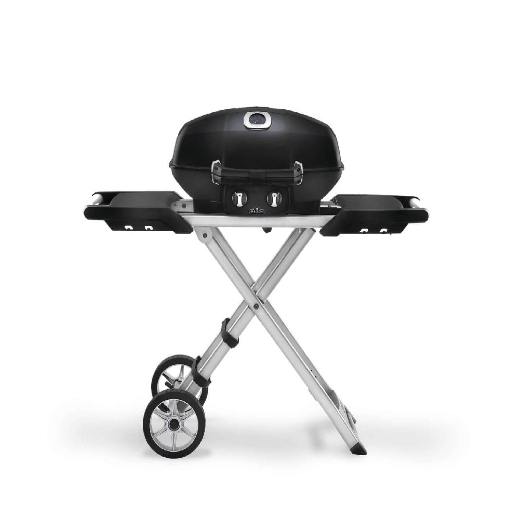 Napoleon TravelQ PRO285 Portable Propane Gas Grill Black | NZ | Napoleon NZ | camping grill,Created by Product Upload,Napoleon TravelQ,portable gas grill,PRO285,propane barbecue,scissor cart grill,stainless steel burner,tailgating grill | Outdoor Concepts