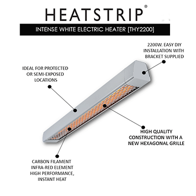 HEATSTRIP® Intense Heater White 2200w | Outdoor Heating NZ | Heatstrip NZ | Electric,outdoor,wall mount | Outdoor Concepts