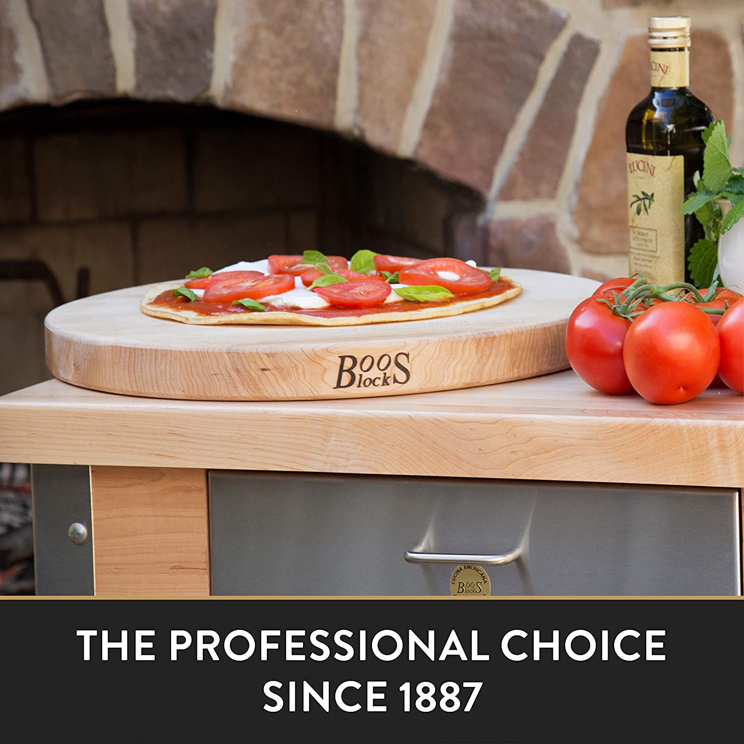 Boos Block Maple Wood Edge Grain Reversible Round Cutting Board - 46cm x 4cm | Cutting Boards NZ | John Boos & Co. NZ | Accessories,BBQ Accessories,Cutting Board | Outdoor Concepts