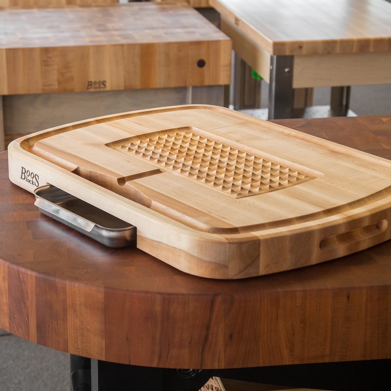 Boos Block Carving Collection Reversible Maple Cutting Board with Juice Groove and Pan | Cutting Boards NZ | John Boos & Co. NZ | Accessories,BBQ Accessories,Cutting Board | Outdoor Concepts