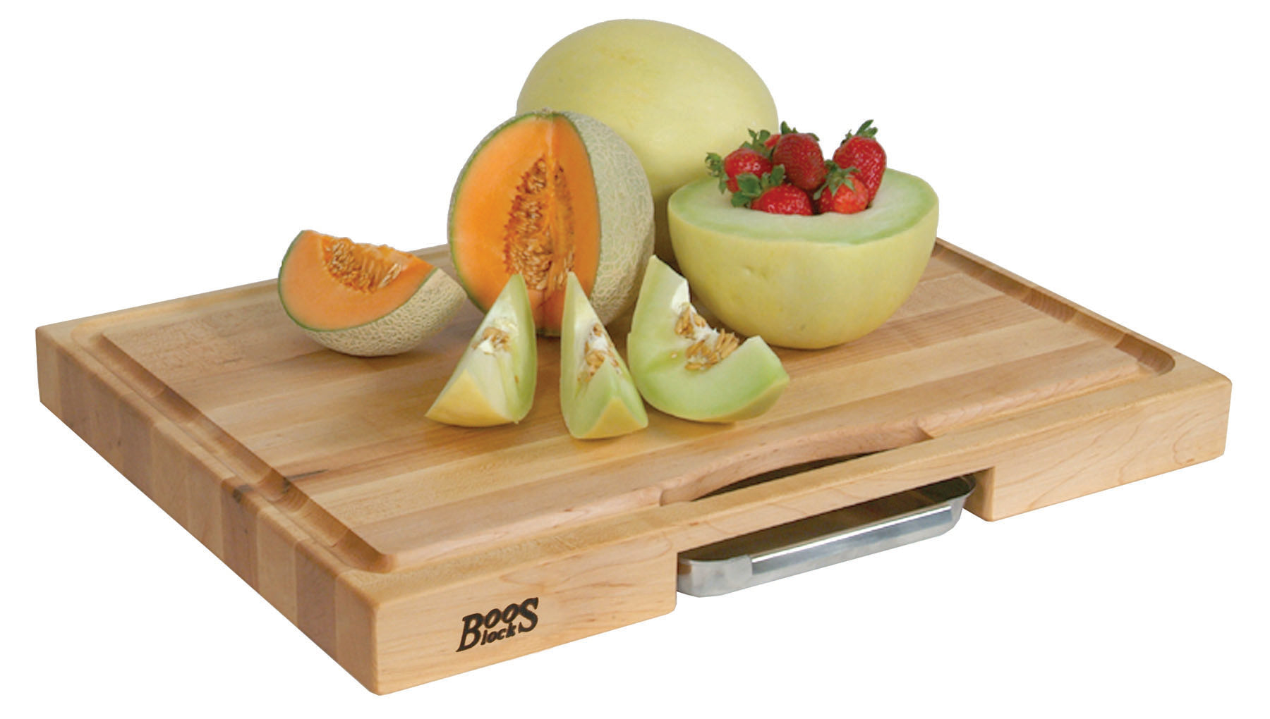 Boos Block Newton Prep Master 3 Maple Edge Reversible Cutting Board With Pan - 38cm x 35cm x 6cm | Cutting Boards NZ | John Boos & Co. NZ | Accessories,BBQ Accessories,BBQ Tools,Cutting Board | Outdoor Concepts