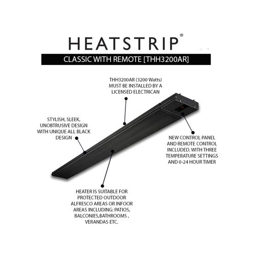 HEATSTRIP® Classic 3200 w/remote and app | Outdoor Heating NZ | Heatstrip NZ | Electric,outdoor,wall mount | Outdoor Concepts