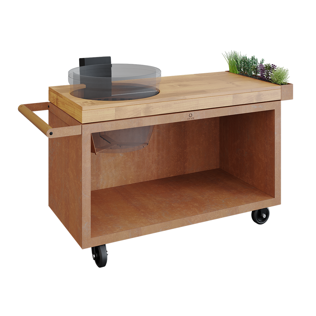 OFYR® Kamado Table Corten 135 PRO | BBQ Carts & Tables NZ | Ofyr NZ | Accessories,BBQ,BBQ Accessories,kamado table,mobile kitchen,Outdoor Kitchen | Outdoor Concepts